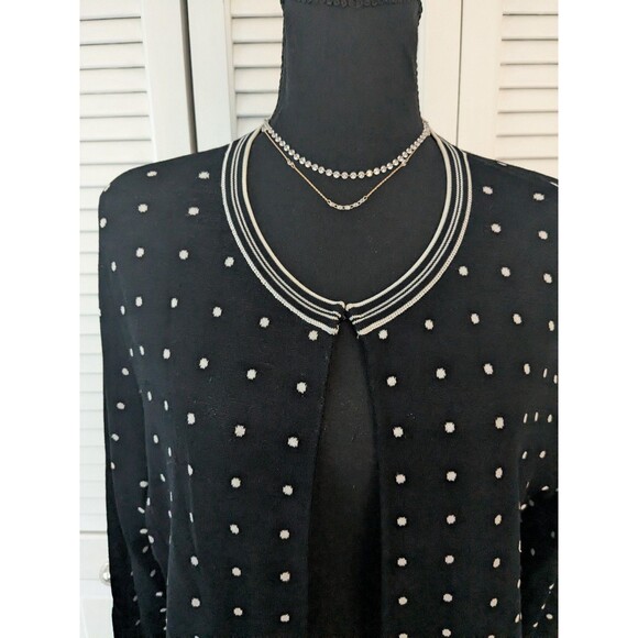 Jones New York Signature Sweater Womens L Polka Dots Black White Corpcore Office - Picture 2 of 9